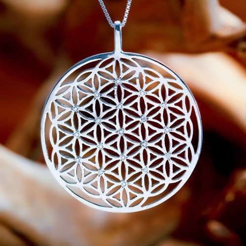 Inlaid Flower of Life Pendant Silver (SOL Pattern)