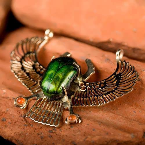 Genuine Egyptian Scarab Talisman Gold