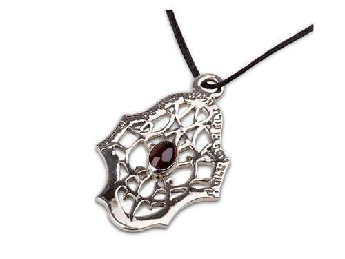 Hamsa ben porat yosef silver with Garnet