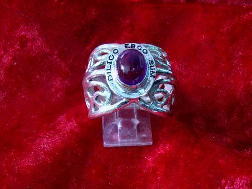 I love therefore I am ring silver with Amethyst