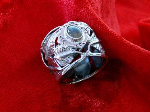 Inlaid Buddhi ring silver with Labradorite