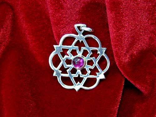 Inlaid egg of life star silver with Amethyst