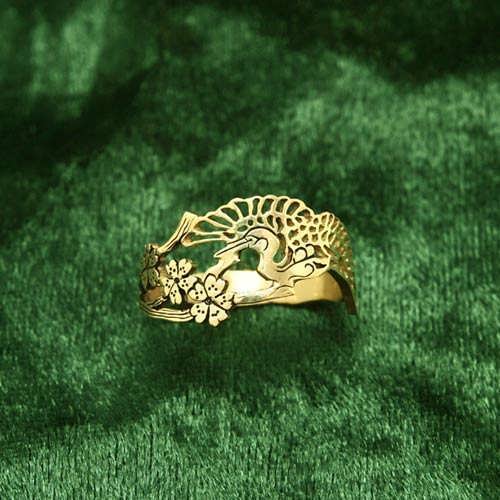 טבעת עגורים יפנית - זהב