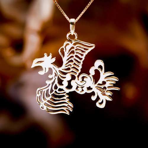 Japanese Phoenix Pendant Gold