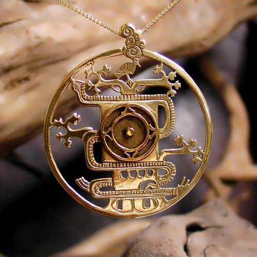 Mayan World Tree Pendant Gold