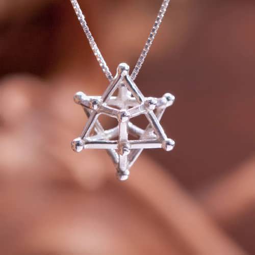 Merkaba 14 Punkte Silber Medium