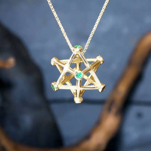 Inlaid Merkaba Gold Medium with Emerald