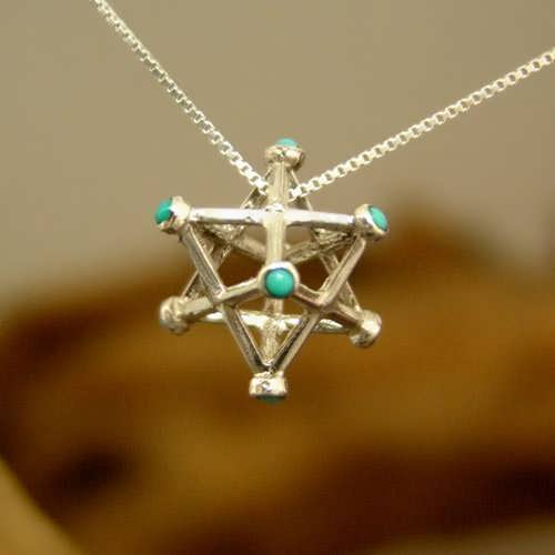 Inlaid merkaba Silver Medium with Turquoise