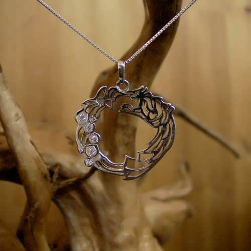 Ouroboros Pendant Silver with Zircons