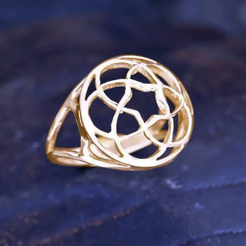 Pentagramic Torus knot ring gold