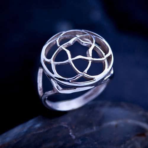 Pentagramic Torus Knot Ring Silver