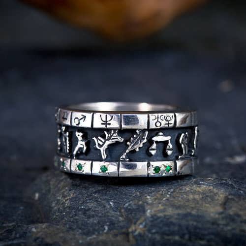 Personalisierter Kosmischer Siegel Talisman Ring - Silber