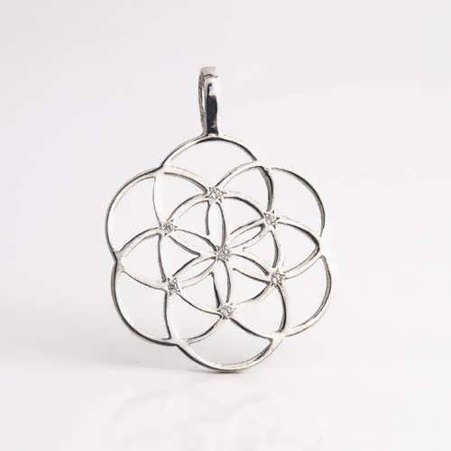 Seed of life pendant silver With Gemstones