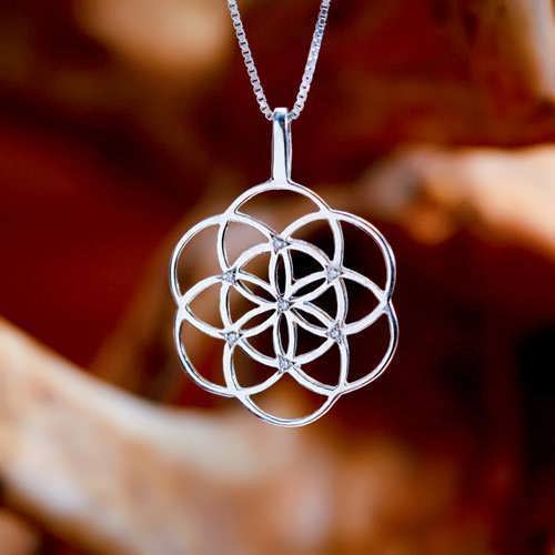 Seed of Life Pendant Silver With Gemstones