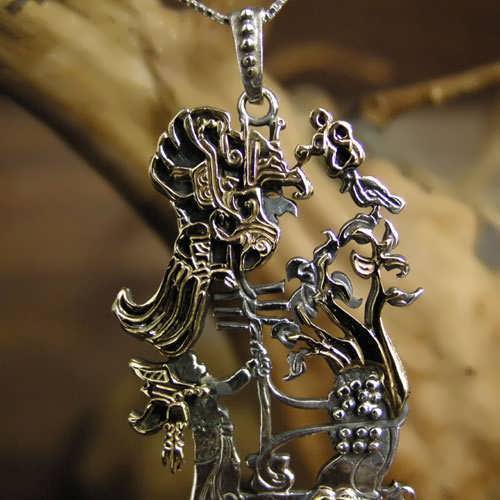 Star Children Pendant Silver and Gold (with Genuine Moldavite)