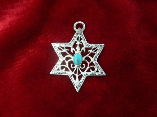 Star of David for protection silver with Turquoise