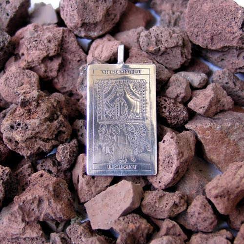 Tarot Chariot Card Pendant Silver