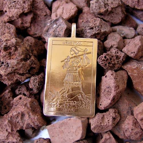 Tarot Fool Card Pendant Gold