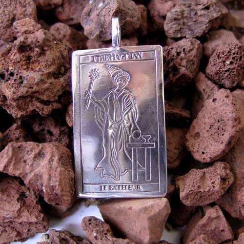 Tarot Magician Card Pendant Silver