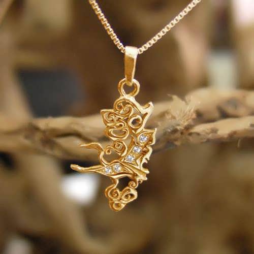 Air Element Pendant - Gold Small with Diamonds