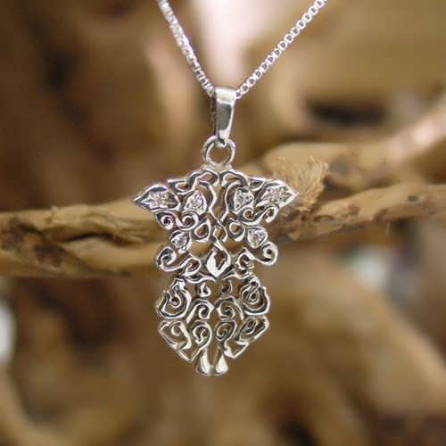 Earth Element Pendant Silver Small with Cubic Zirconia