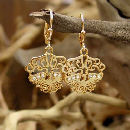 The Fire Element Earrings Gold with Diamonds