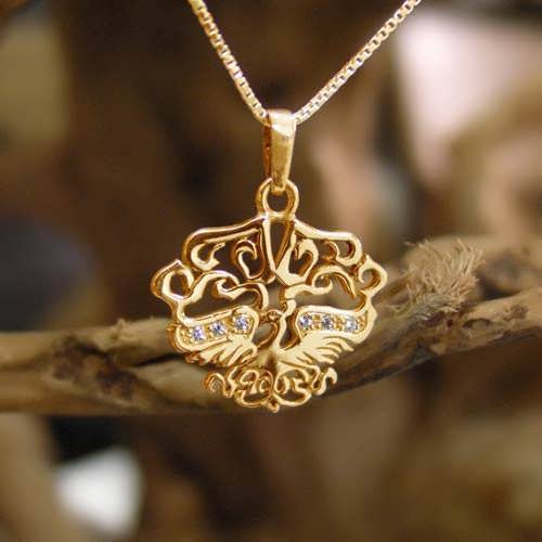 Fire Element Pendant Gold Small With Diamonds