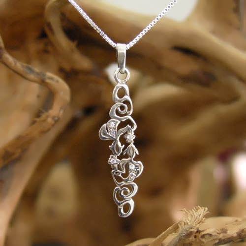 Water Element Pendant Silver Small with Cubic Zirconia