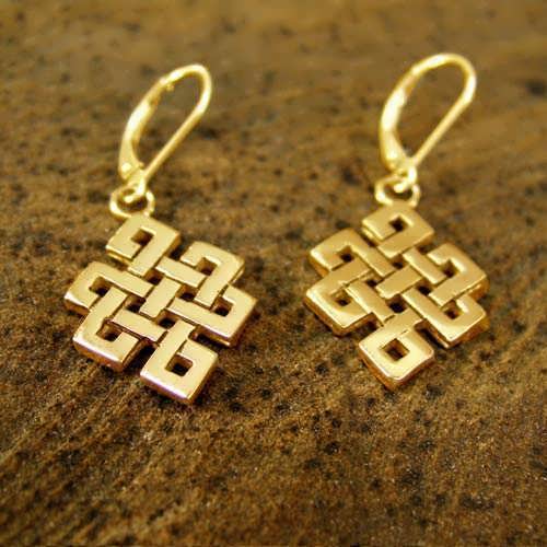 Tibetan Knot Earrings Gold