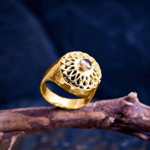 Torus Knot Ring Gold with Citrine