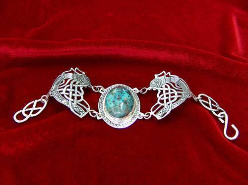 Viking's freedom bracelet with Chrysocolla