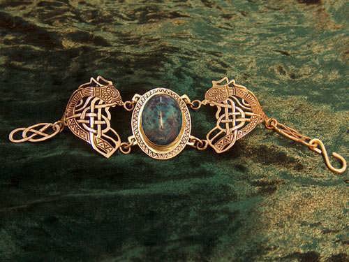 Viking's freedom bracelet with Chrysocolla