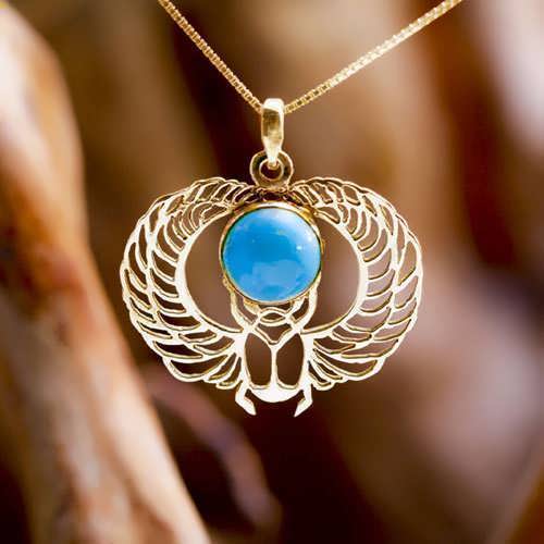 Winged Scarab Gold with Turquoise