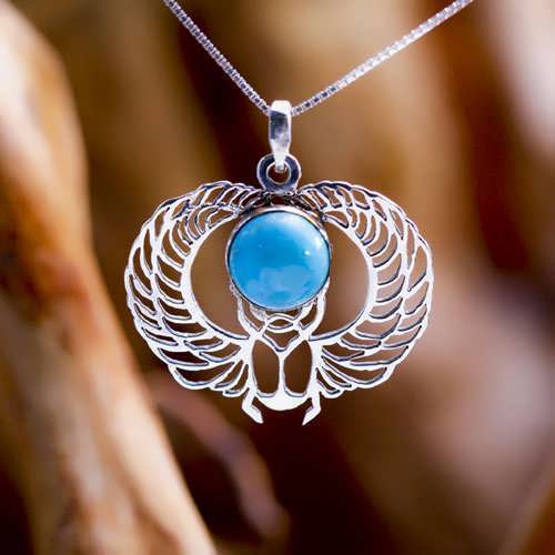 Winged Scarab Silver with Turquoise