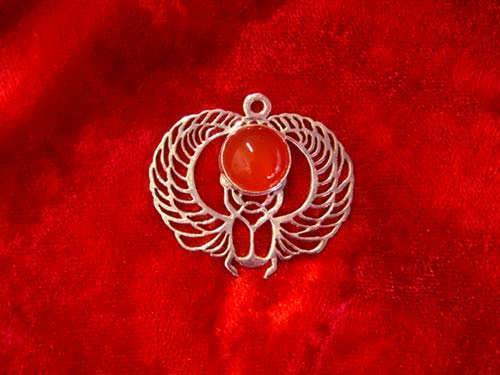 Winged Scarab silver with Carnelian