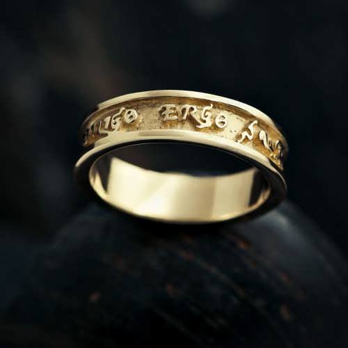 Diligo Ergo Sum ring gold (narrow)