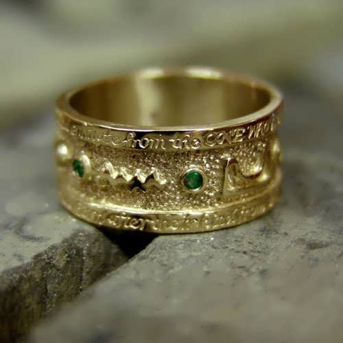 Emerald Tablet Mercury Ring Gold