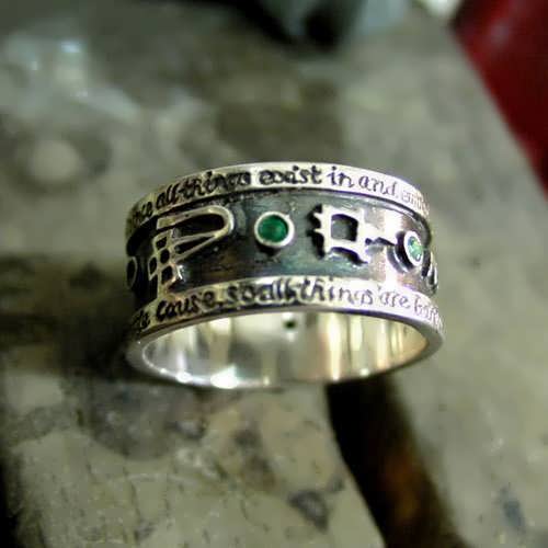 Emerald Tablet Mercury Ring Silver