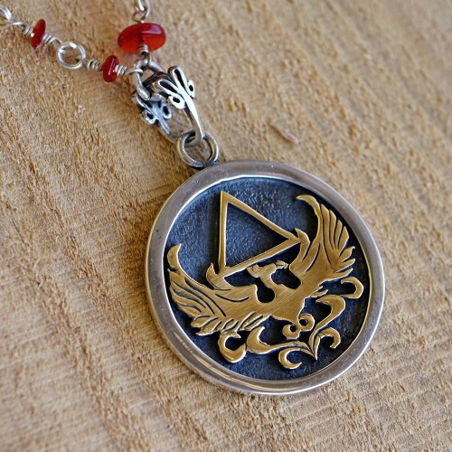 Alchemical Fire Element Pendant Silver and Gold