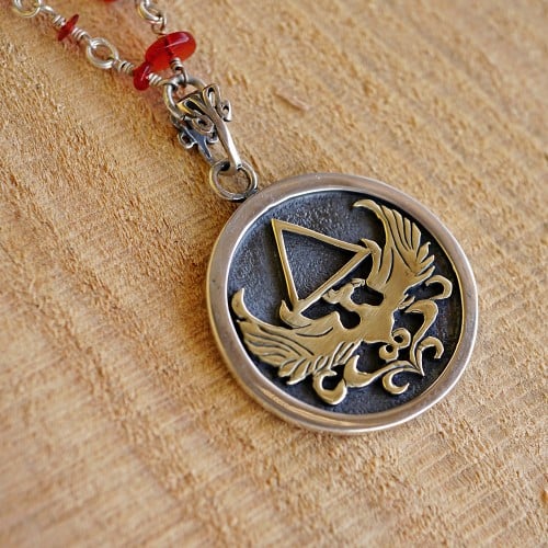 Alchemical Fire Element Pendant Silver and Gold