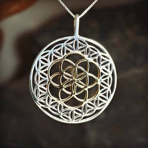 Flower of Life Silver with Seed of Life Gold