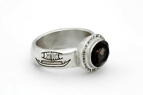 Four winds ring silver with Smoky Quartz