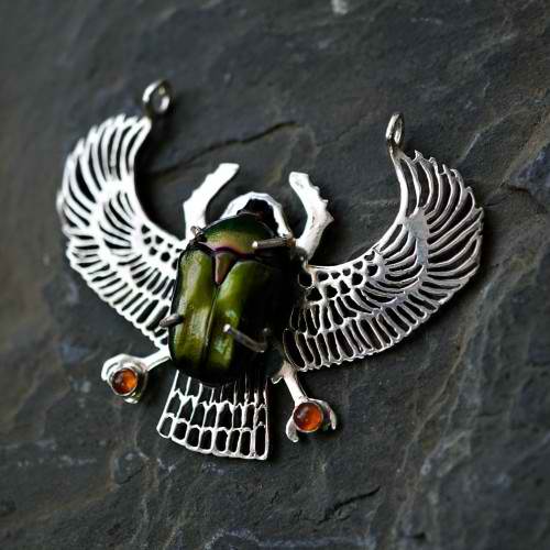 Genuine Egyptian Scarab Talisman Silver