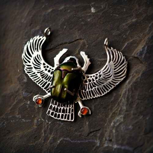 Genuine Egyptian Scarab Talisman Silver