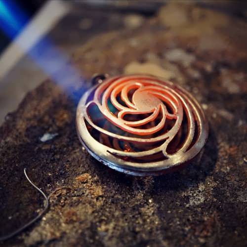 Double Helix-Golden Mean pendant Silver