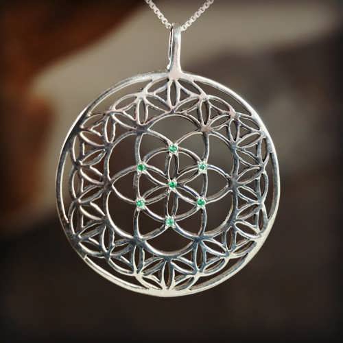 Inlaid Flower and Seed of Life Silver