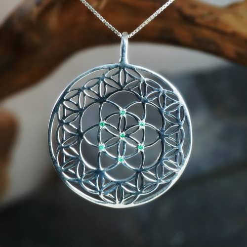 Inlaid Flower and Seed of Life Silver