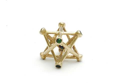 Inlaid merkaba gold medium with Emerald