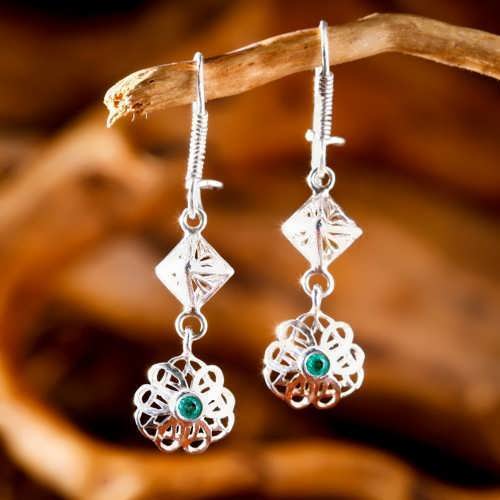 Nefertiti Lotus Earrings Silver