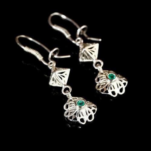 Nefertiti Lotus Earrings Silver